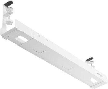 StarTech.com Under Desk Cable Management Tray - Office/Standing Desk Cable Tray Organizer - Desk/Table Mount Holder for Cords/Wire/Power Strip - Computer Cable Manager - 23-1/2"L x 4-1/2"D (UDCMTRAY)