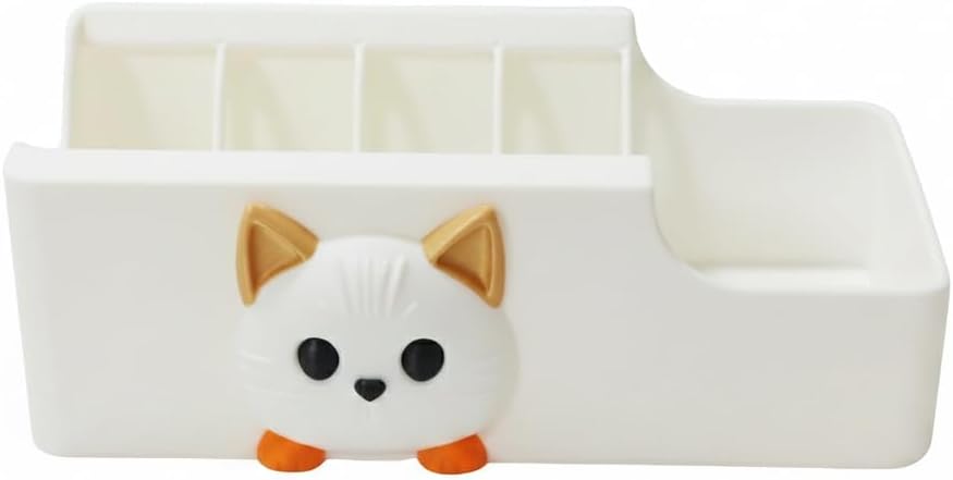 Cable Management Box, Dog Pattern Cord Organizer for Desk, Small Storage Tray for Cables, Chargers, Adapters, Power Strip, Nightstand Organizer, White (6.2 x 3.3 x 2.2 Inch)