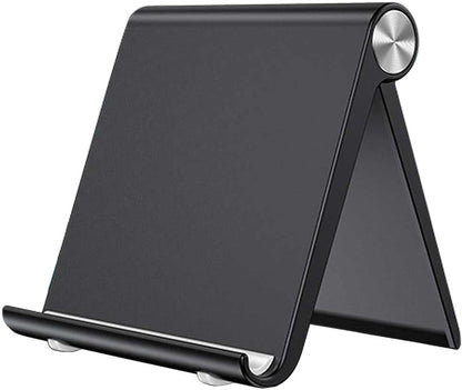 VOVIGGOL Cell Phone Stand Holder, Cellphone Holder Adjustable Desktop Phone Stand for Desk, Foldable Phone Cradle Dock Mobile Stand for iPhone iPad Tablet 4 to 7.9 Inch Smartphones (Black)