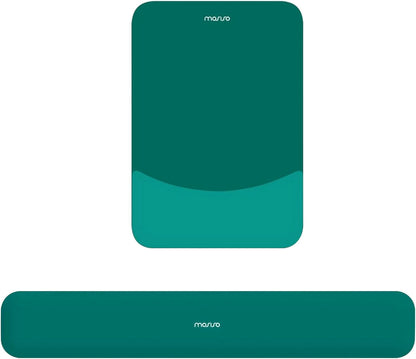 MOSISO Wrist Rest Support for Mouse Pad&Keyboard Set, Rectangular Ergonomic Mousepad Non-Slip Base Home/Office Pain Relief&Easy Typing Pad with Neoprene Cloth&Raised Silicone Lining, Green