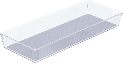 Glad Drawer Organizer Bin, 15x9 - Divided Clear Plastic Storage Tray for Junk Drawers, Kitchen Utensils, Bathroom Vanity, and Organizing Pantry - BPA Free, Food Safe, Non Slip
