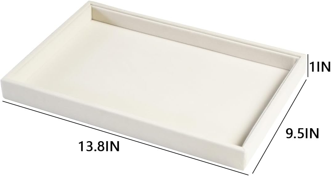 Coward Stackable Jewelry Trays Organizer Set with Clear Lid, Trays for Drawer, Earring Necklace Bracelet Ring Display Organizer (beige(ring+12girds+30girds+The glass lid))