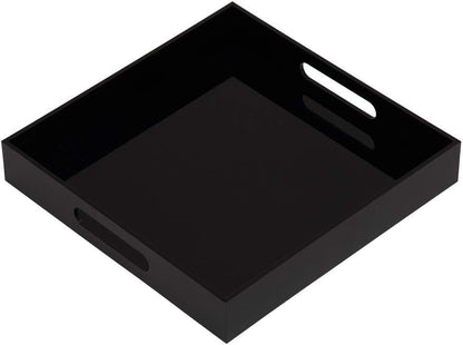 KEVLANG Clear Sturdy Acrylic Serving Tray with Handles-12x16Inch-Serving Coffee,Appetizer,Breakfast,Butler-Kitchen Countertop -Makeup Drawer Organizer-Vanity Table -Ottoman