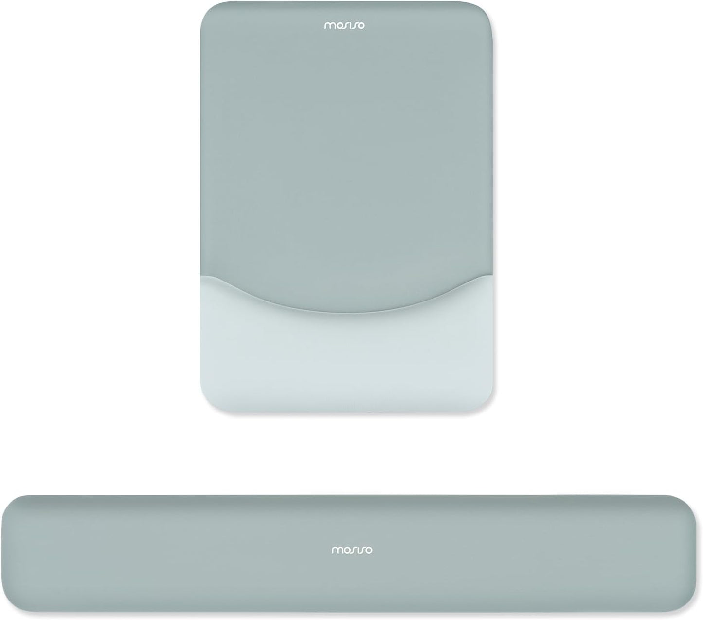 MOSISO Wrist Rest Support for Mouse Pad&Keyboard Set, Rectangular Ergonomic Mousepad Non-Slip Base Home/Office Pain Relief&Easy Typing Pad with Neoprene Cloth&Raised Silicone Lining, Green