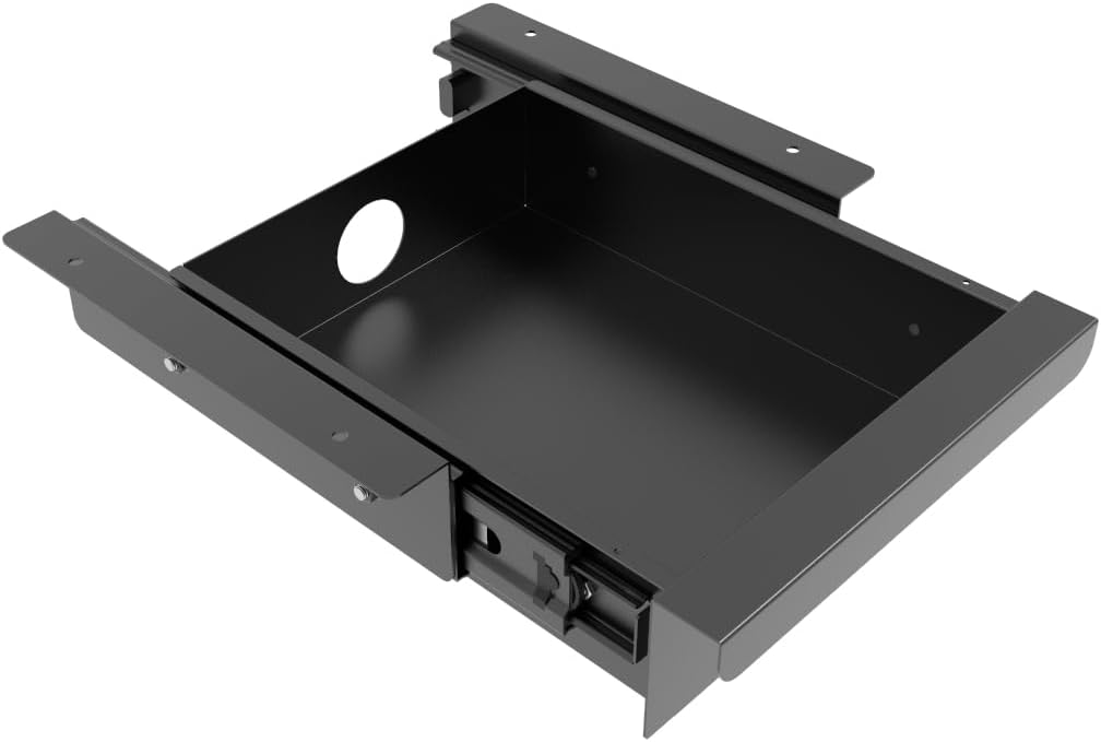 Under Desk Mounted Sliding Pull-Out Drawer for Office Desk W 19.2" x D 13.4" Storage Organizer for Sit Stand Workstation, Metal, Black (Large)