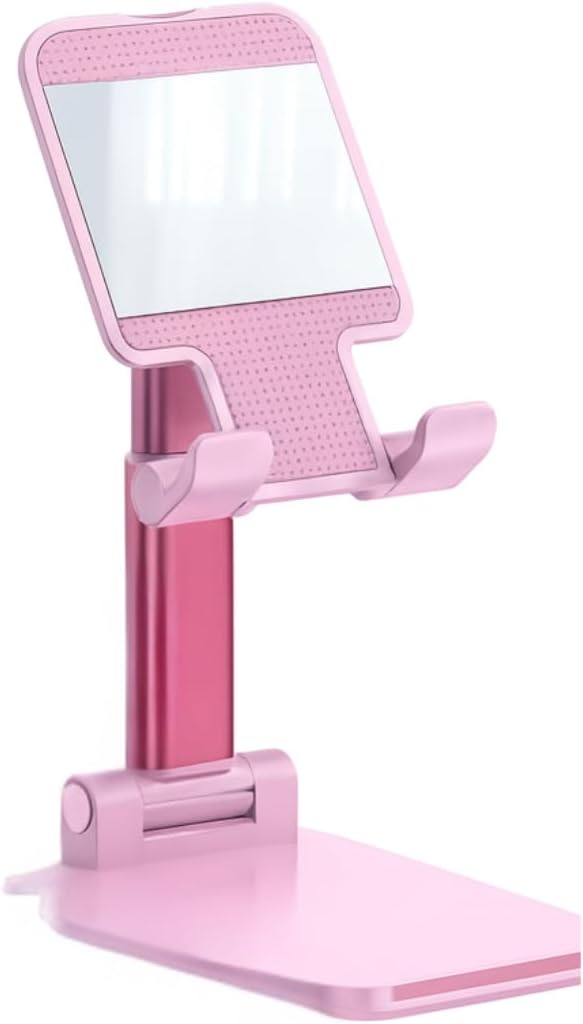 Premium Adjustable Cell Phone Stand, Foldable Desk Phone Holder for iPhone 16 15 14 13 12 11 Pro Max, Galaxy S25 S24 (White)