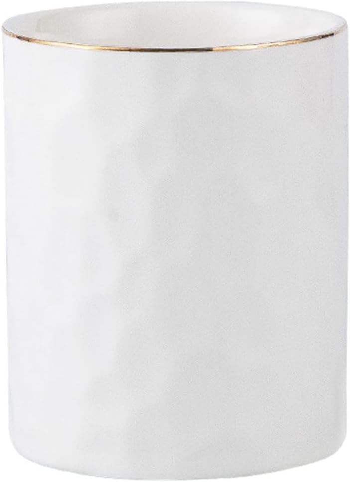 HANKOR Ceramic Pen Holder Cup Pencil Holder for Desk, Makeup Brush Holder Organizer for Office Home, White