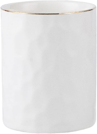 HANKOR Ceramic Pen Holder Cup Pencil Holder for Desk, Makeup Brush Holder Organizer for Office Home, White