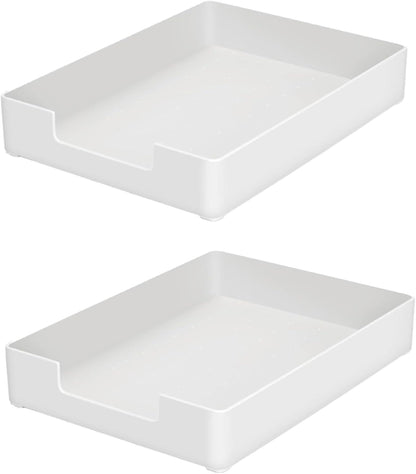 Letter-Size Tray, Desk Drawer Organizer, A4 Plastic Paper Tray, Plastic Paper Holder File Organizer for Office, School, Home Storage (Off-White)