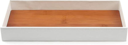 JACKCUBE Design Leather Valet Tray, Catchall Storage Women Vanity Nightstand Tray for Keys, Phones, Jewelry, Makeup, Perfume, Watches (Ivory) - MK1092B