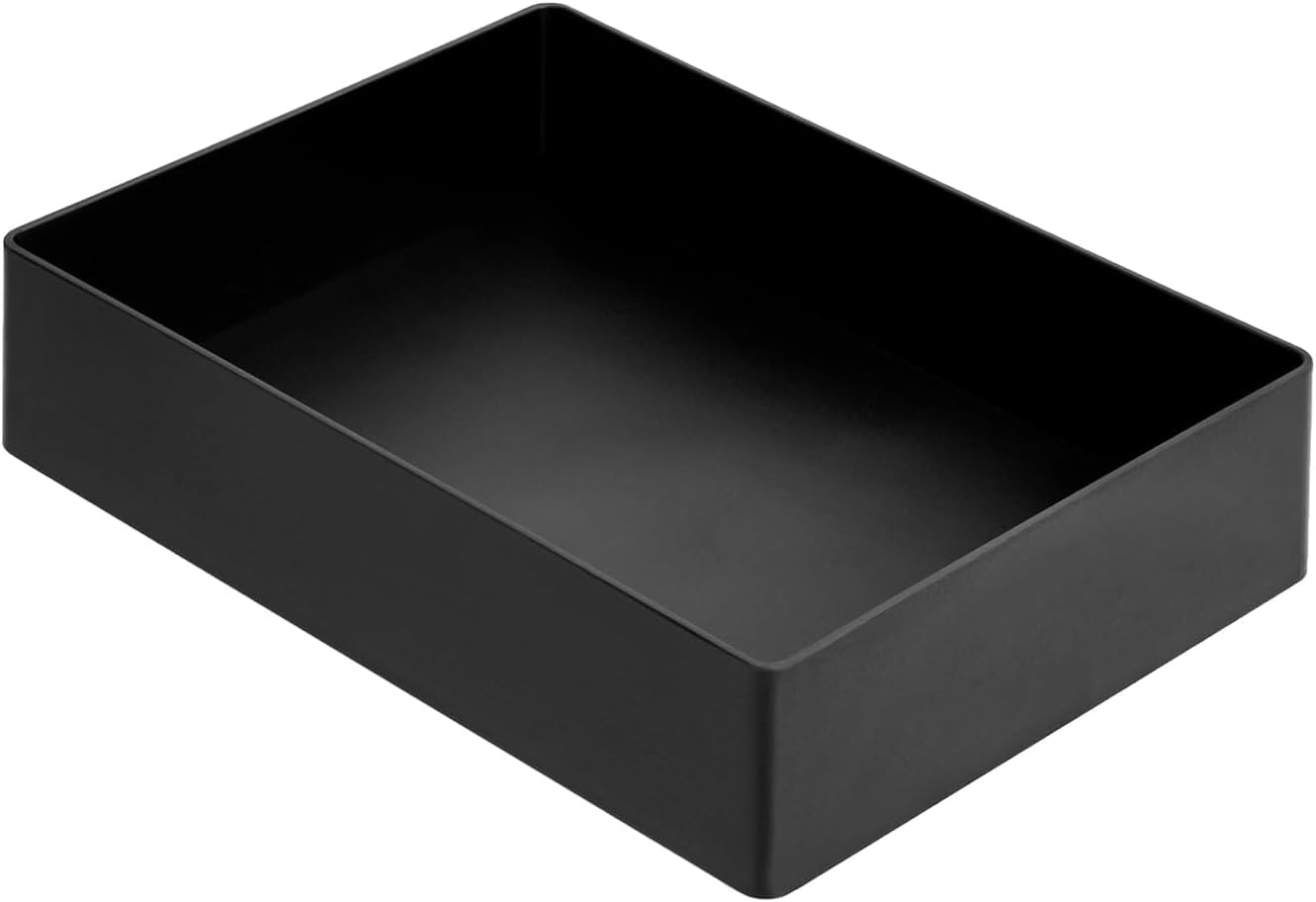 Amazon Basics Rectangular Plastic Desk Organizer with Storage Trays, Accessory Tray for Office Supplies and Pen Holder, 9.4 x 6.7 x 2 inch, Black