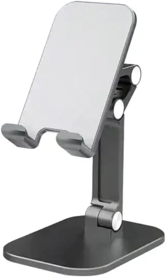 Adjustable Cell Phone Desk Stand: Foldable and Height-Angled Holder for 4-11 Inch Smartphones, iPhones, iPads, and Tablets…(Black)