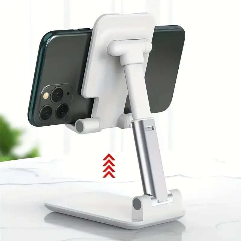 Cell Phone Folding Stand for Desk, Foldable Cell Phone Holder Mobile Stand Phone Dock, Multi-Angle Universal Adjustable Tablet Holder Compatible with Most Cellphone and Tablet(White)