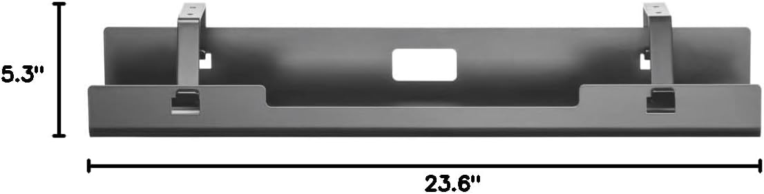 POUT Universal Wide Under Desk Cable Management Tray Organizer - 23.6 x 5.3 inch – for Wire/Cable Management - Hanging Easily Removable Rack with Cable Management Holes – Sturdy Stylish Black Steel