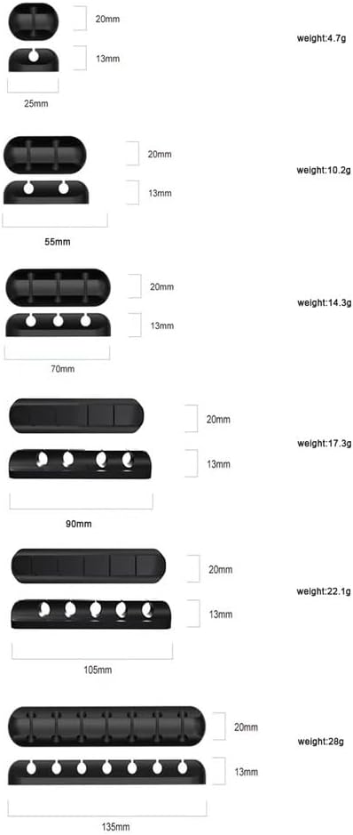 Oakridge™ Cable Organizer Clips with Strong 3M Adhesive – Silicone Desk & Car Wire Holders for USB, Charger Cables & Earphones – Multi-Slot (7-5-3-3-1)