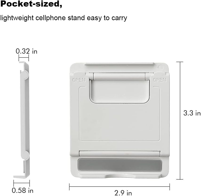Kemoxan 2 Pack Portable Cell Phone Stand Holder for Desk, Foldable Pocket-Sized Mount, Universal Adjustable Desktop Mobile Phone Kickstand Compatible with iPhone IPads Kindle Android Black & White