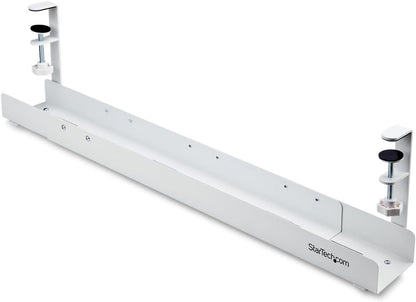 StarTech.com Under Desk Cable Management Tray - Office/Standing Desk Cable Tray Organizer - Desk/Table Mount Holder for Cords/Wire/Power Strip - Computer Cable Manager - 23-1/2"L x 4-1/2"D (UDCMTRAY)