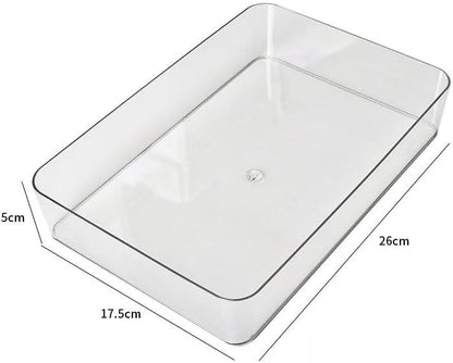 Clear Plastic Drawer Organizers Set, 4-Size Versatile Bathroom and Vanity Drawer Organizer Trays, Storage Bins for Makeup, Bedroom, Kitchen Gadgets Utensils and Office (extra large(3-pcs))