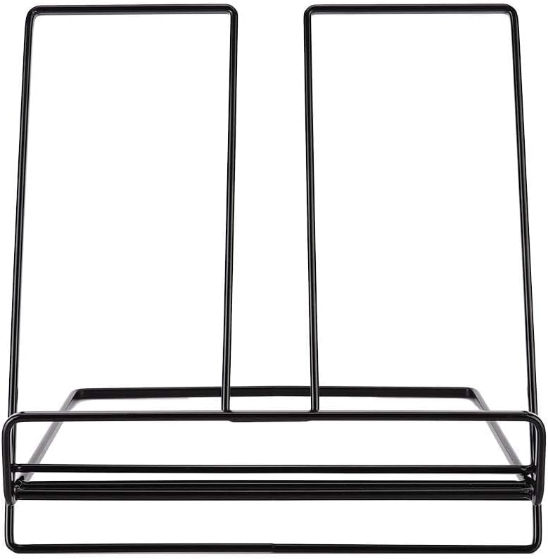 Cookbook Stand, Metal Reading Cookbook Holder Iron Recipe Book Holder Magazine Reading Rack for Home, Kitchen Desk Book Stand Desk Book Stand(Black)