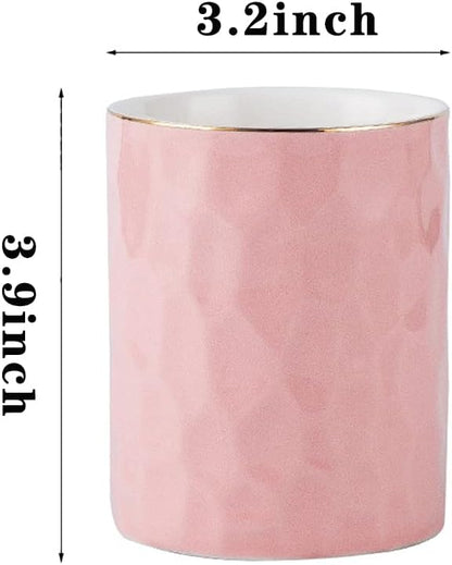 Ceramic Pen Holder Stand Cup Pencil Holder Organizer Makeup Brush Holders for Home Office Desk (White)