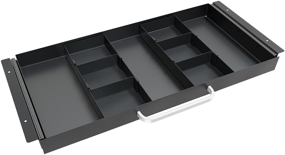 GOME Under Desk Slide out Pencil Drawer with Space Divider Design for Storing Pencil and Office Accessories, Underdesk Pull out Tray Organizer Mounted for Sit Stand Workstation