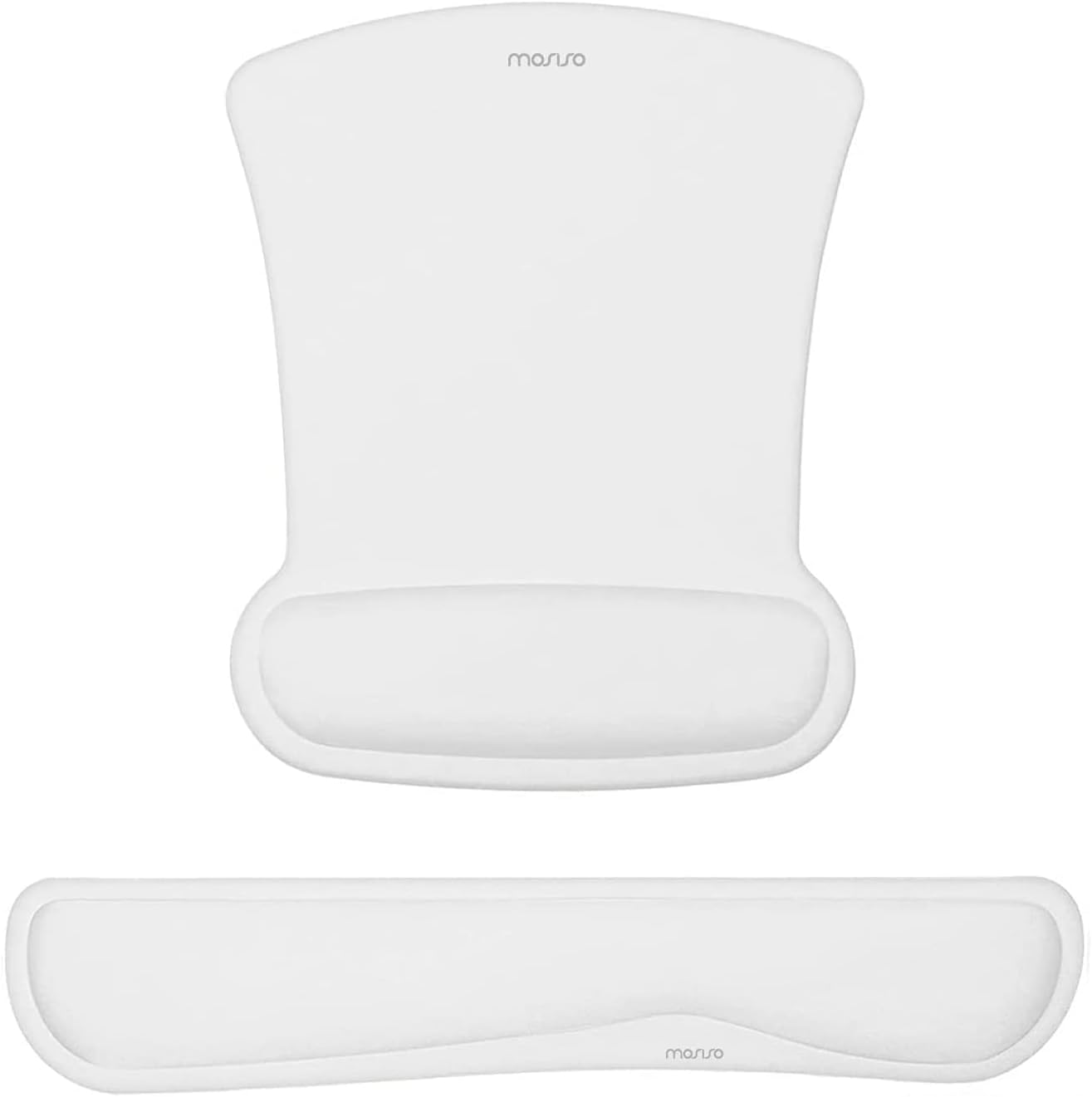 MOSISO Wrist Rest Support for Mouse Pad & Keyboard Set, Ergonomic Mousepad Non-Slip Base Home/Office Pain Relief & Easy Typing Cushion with Neoprene Cloth & Raised Memory Foam, Apricot