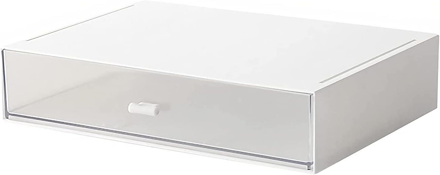 Desk Organizer with Drawers Stackable Storage Drawers, Plastic Compact Desk Storage Box Great for Office School Home Small Space- 1drawers (White)