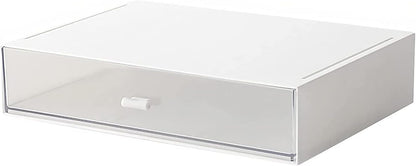 Desk Organizer with Drawers Stackable Storage Drawers, Plastic Compact Desk Storage Box Great for Office School Home Small Space- 1drawers (White)