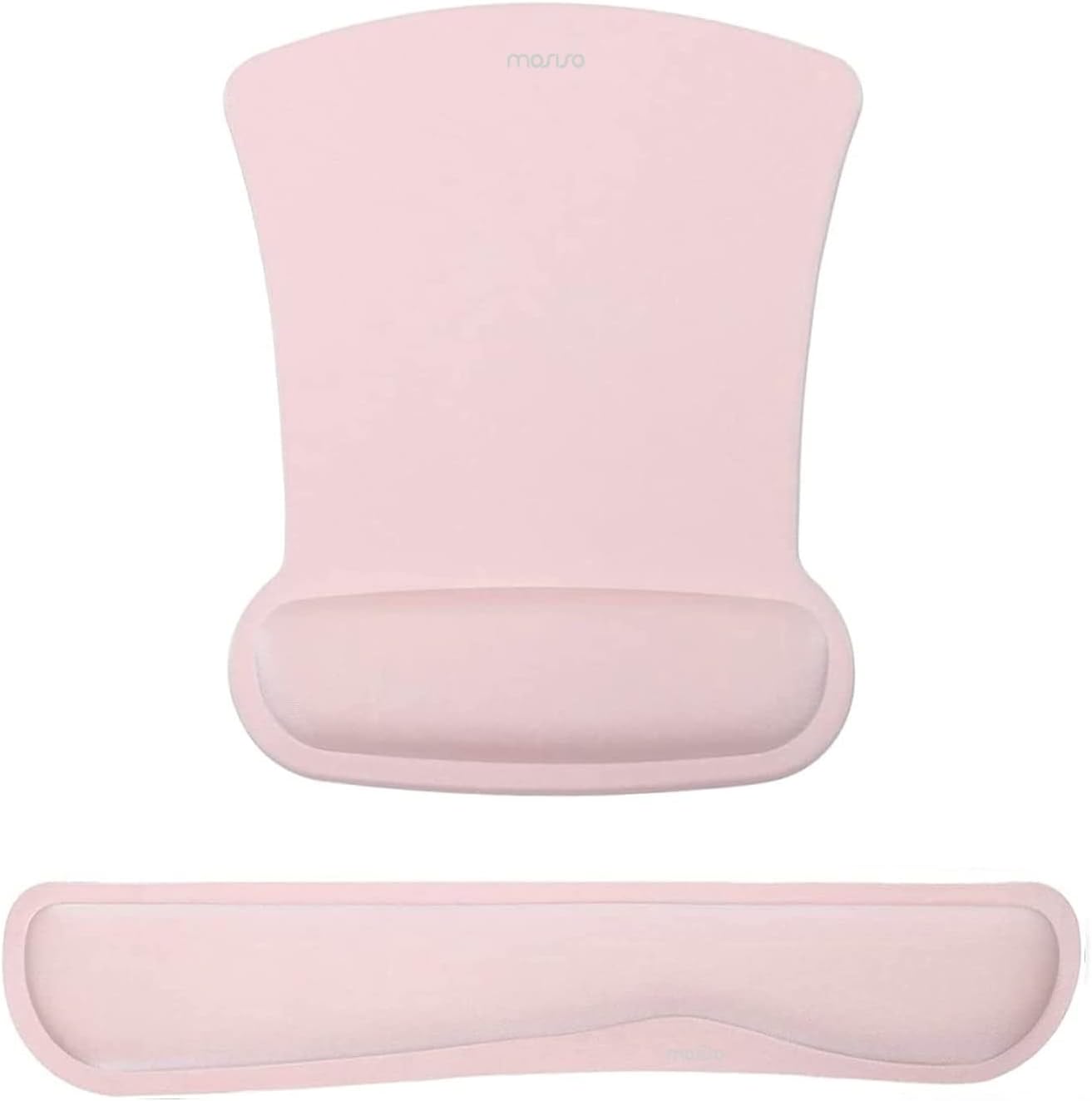 MOSISO Wrist Rest Support for Mouse Pad & Keyboard Set, Ergonomic Mousepad Non-Slip Base Home/Office Pain Relief & Easy Typing Cushion with Neoprene Cloth & Raised Memory Foam, Apricot
