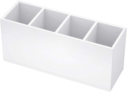 NIUBEE Acrylic Pen Holder 4 Compartments, Clear Pencil Organizer Cup for Countertop Desk Accessory Storage