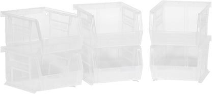 Akro-Mils 30210 AkroBins Plastic Storage Bins, Space-Saving Stackable Bins for Garage, Pantry, Craft Organization, 5" x 4" x 3", Stone, 6-Pack