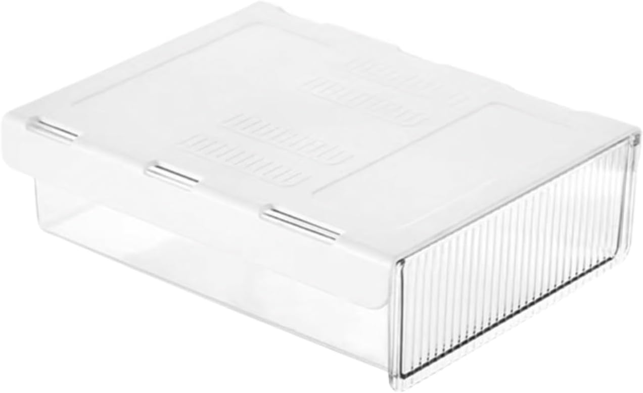 Under Desk Organizer - Stick On Fluted Translucent Desk Drawer Attachment, Slide Out Under Desk Storage for Office & Home (WHITE, SMALL)