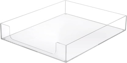 BTSKY 1 Pack Multipurpose A4 File Tray Clear Acrylic Desk Tray Organizer Elegant Letter Size Desk Documents Trays Magazine Files Storage Basket Organizer Bin for Office Cosmetics Bathroom