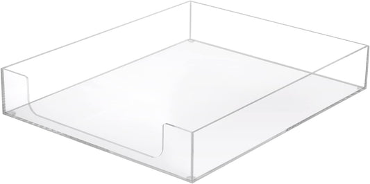 BTSKY 1 Pack Multipurpose A4 File Tray Clear Acrylic Desk Tray Organizer Elegant Letter Size Desk Documents Trays Magazine Files Storage Basket Organizer Bin for Office Cosmetics Bathroom