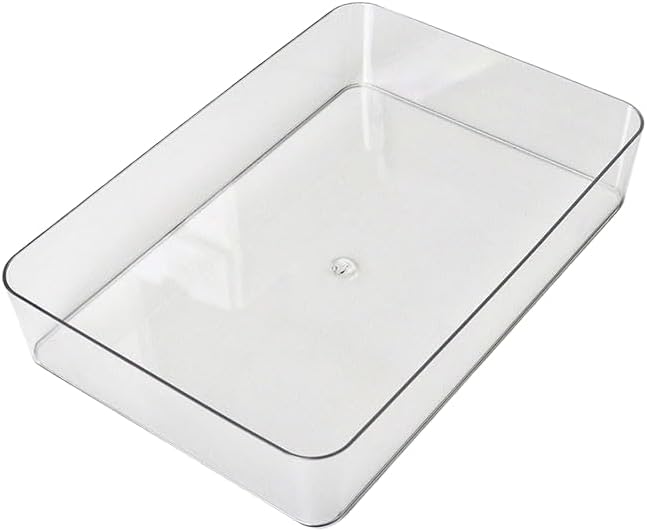 Clear Plastic Drawer Organizers Set, 4-Size Versatile Bathroom and Vanity Drawer Organizer Trays, Storage Bins for Makeup, Bedroom, Kitchen Gadgets Utensils and Office (extra large(3-pcs))