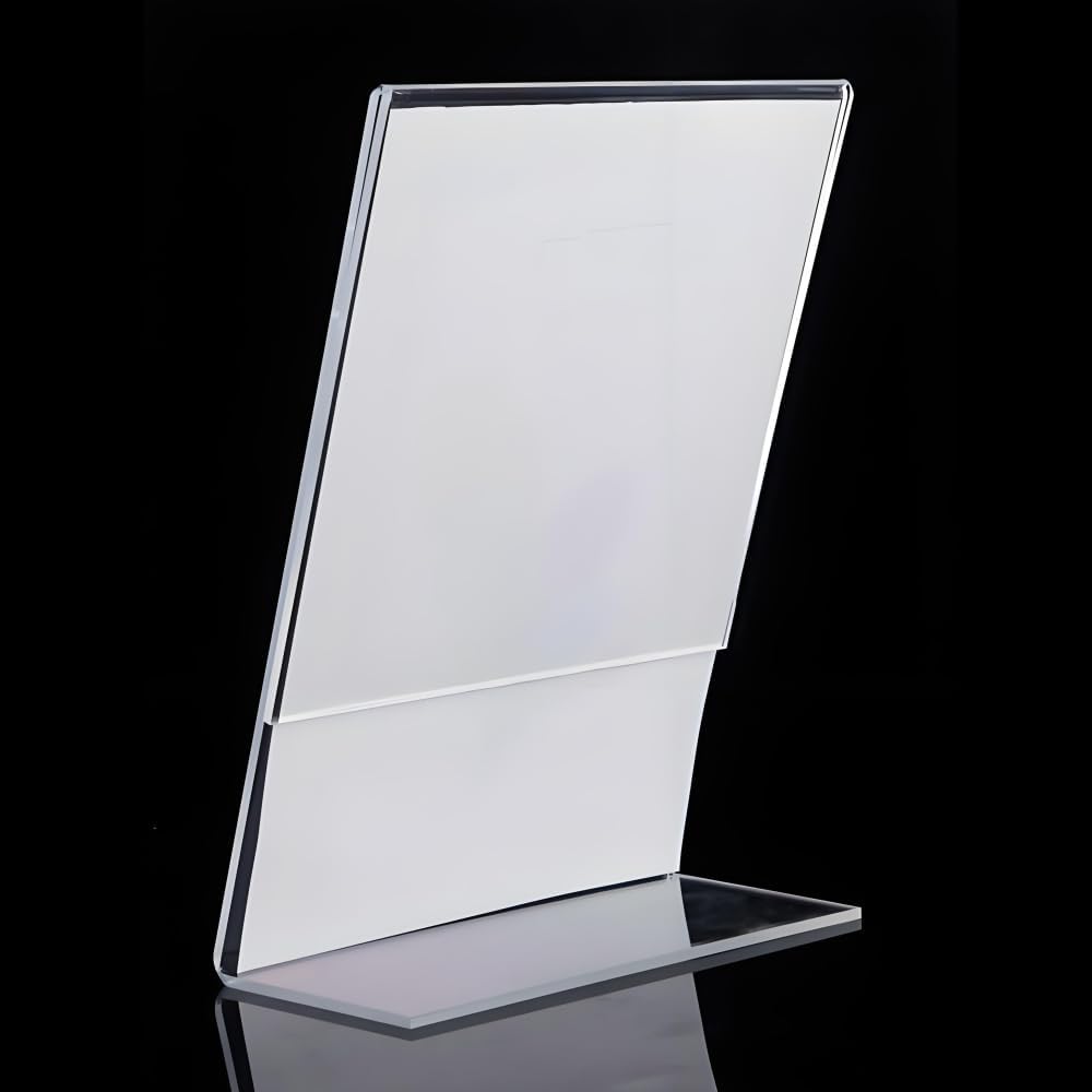 Clear Acrylic Sign Holders with Slanted Back, Adjustable Desk Display Stand for Office and Business,Acrylic Store Price Tag Rack with Slant Back Any Literature Flyer Document Rack(4 * 6cm)