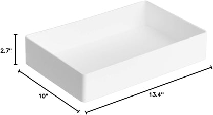 Amazon Basics Rectangular Plastic Desk Organizer with Storage Trays, Accessory Tray for Office Supplies and Pen Holder, 9.4 x 6.7 x 2 inch, Black