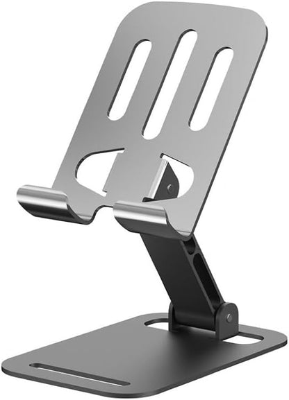 Cell Phone Stand-720° Rotation-Phone Holder for Desk with Heavy Duty Clamp & Suction Base, Flexible Ball Head, Aluminum Alloy, for Phones 55-110mm & Tablets