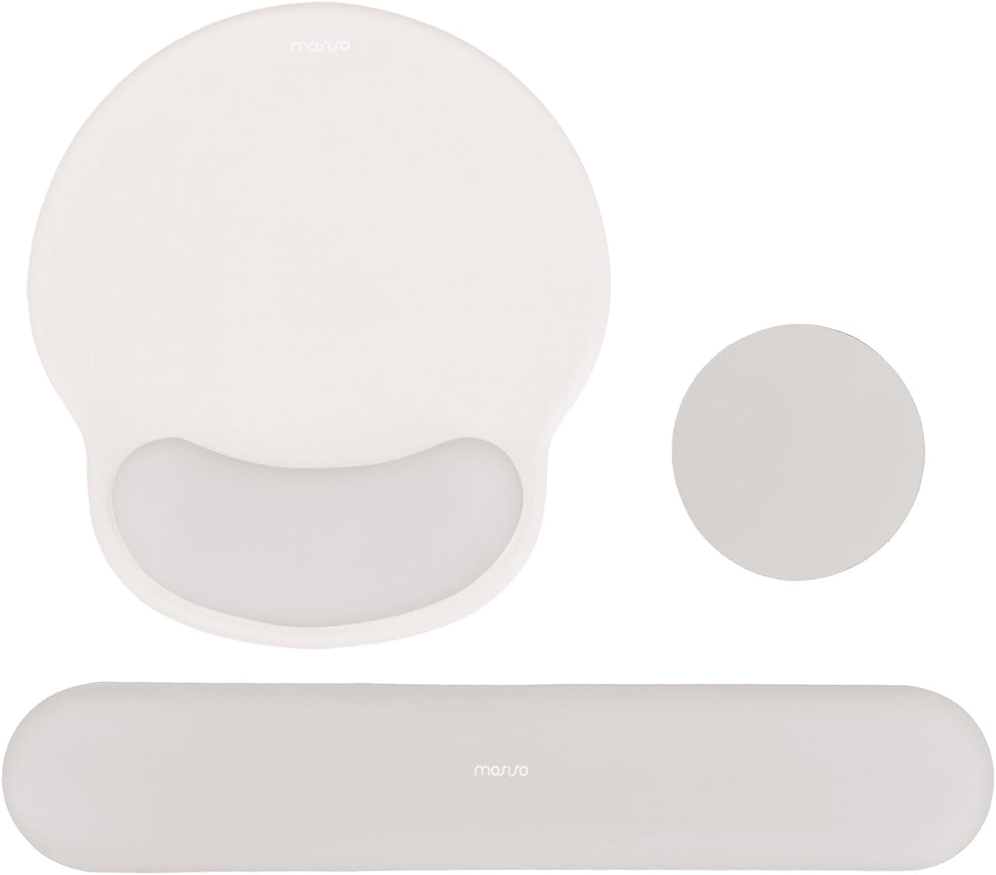 MOSISO Wrist Rest Support for Mouse Pad&Keyboard Set, Circle Curved Ergonomic Mousepad&Coaster Non-Slip Base Home/Office Pain Relief&Easy Typing Pad with Soft Cloth&Silicone Lining, Antique Green