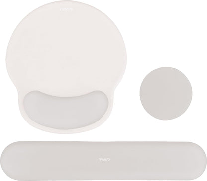 MOSISO Wrist Rest Support for Mouse Pad&Keyboard Set, Circle Curved Ergonomic Mousepad&Coaster Non-Slip Base Home/Office Pain Relief&Easy Typing Pad with Soft Cloth&Silicone Lining, Antique Green