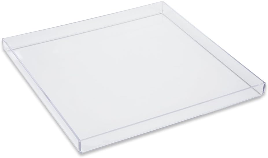 Clear Acrylic Organizer Tray, 12 x 12 Low-Profile Display & Vanity Tray – BPA-Free, Bathroom, Desk, Decor & Serving (Dry Use Only) - Made in USA