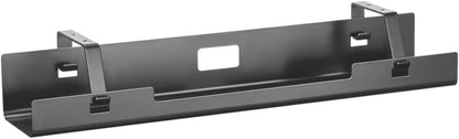 POUT Universal Wide Under Desk Cable Management Tray Organizer - 23.6 x 5.3 inch – for Wire/Cable Management - Hanging Easily Removable Rack with Cable Management Holes – Sturdy Stylish Black Steel