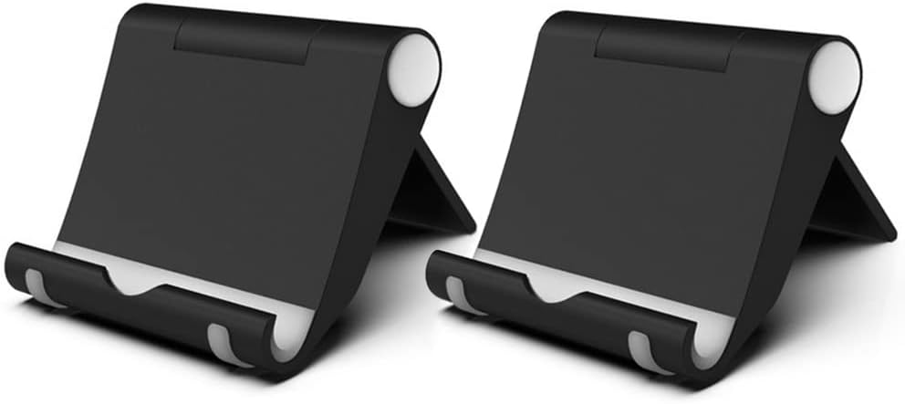 Cell Phone Stand 2 Pack Cell Phone Holder for Desk, Portable Phone Stand Holder for Desktop Kitchen Travel, Cellphone Stand Mobile Holder for iPhone Stand & All Smartphone (Black)