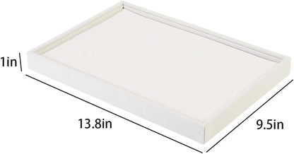 Coward Stackable Jewelry Trays Organizer Set with Clear Lid, Trays for Drawer, Earring Necklace Bracelet Ring Display Organizer (beige(ring+12girds+30girds+The glass lid))