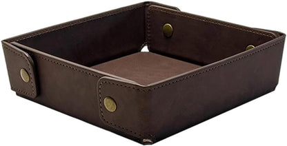 Portable PU Leather Valet Tray for Travel Foldable Leather Jewelry Storage Case Catchall Dish Plate Necklace Black Pendant Organizer Holder Container for Men Women Desk Bedside Drawers