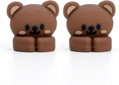 2PCS Cute Animal Cable Clips, Silicone Desk Organizer (2.8x2.7x1.6cm) - Adhesive Cord Holders for Phone/Laptop Chargers, Office Home Desktop Accessories (2pcs Rabbit)