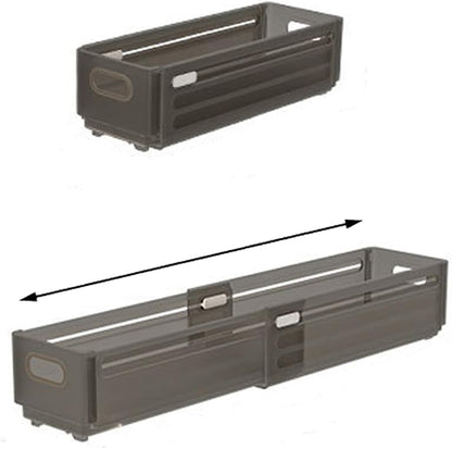 Foldable Storage Bins, 2 Pack Plastic Expandable Boxes for Organizing, Adjustable from 11-18.8" Drawer Organizers Separators Dividers for Bedroom Kitchen Utensils Tools Closet, Small