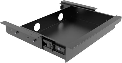 Under Desk Mounted Sliding Pull-Out Drawer for Office Desk W 19.2" x D 13.4" Storage Organizer for Sit Stand Workstation, Metal, Black (Large)