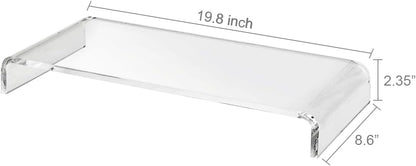 pbf PHOTO BOOTH FRAMES Clear Acrylic Monitor Stand Riser, Computer Screen Desktop Organizer, Ergonomic Display Shelf (Clear)