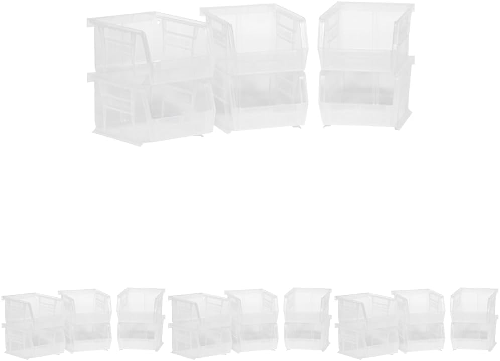 Akro-Mils 30210 AkroBins Plastic Storage Bins, Space-Saving Stackable Bins for Garage, Pantry, Craft Organization, 5" x 4" x 3", Stone, 6-Pack